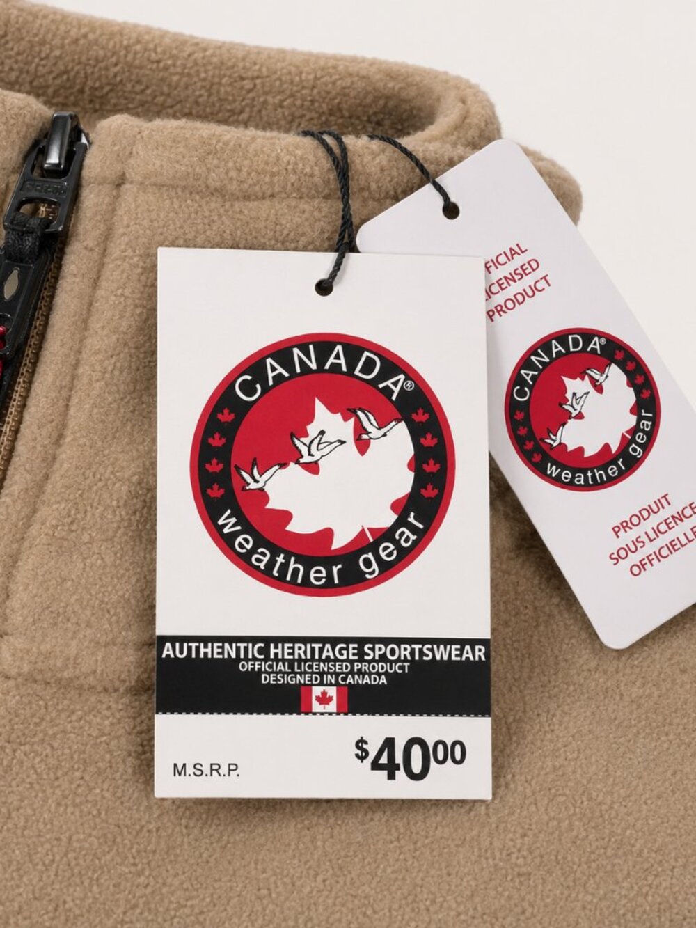 Canada Weather Gear Fleece Pullover L NWT Quarter Zip Beige Heritage Jacket - Picture 7 of 7